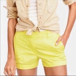 J. Crew Chino Neon Green Yellow 3" Shorts size 2